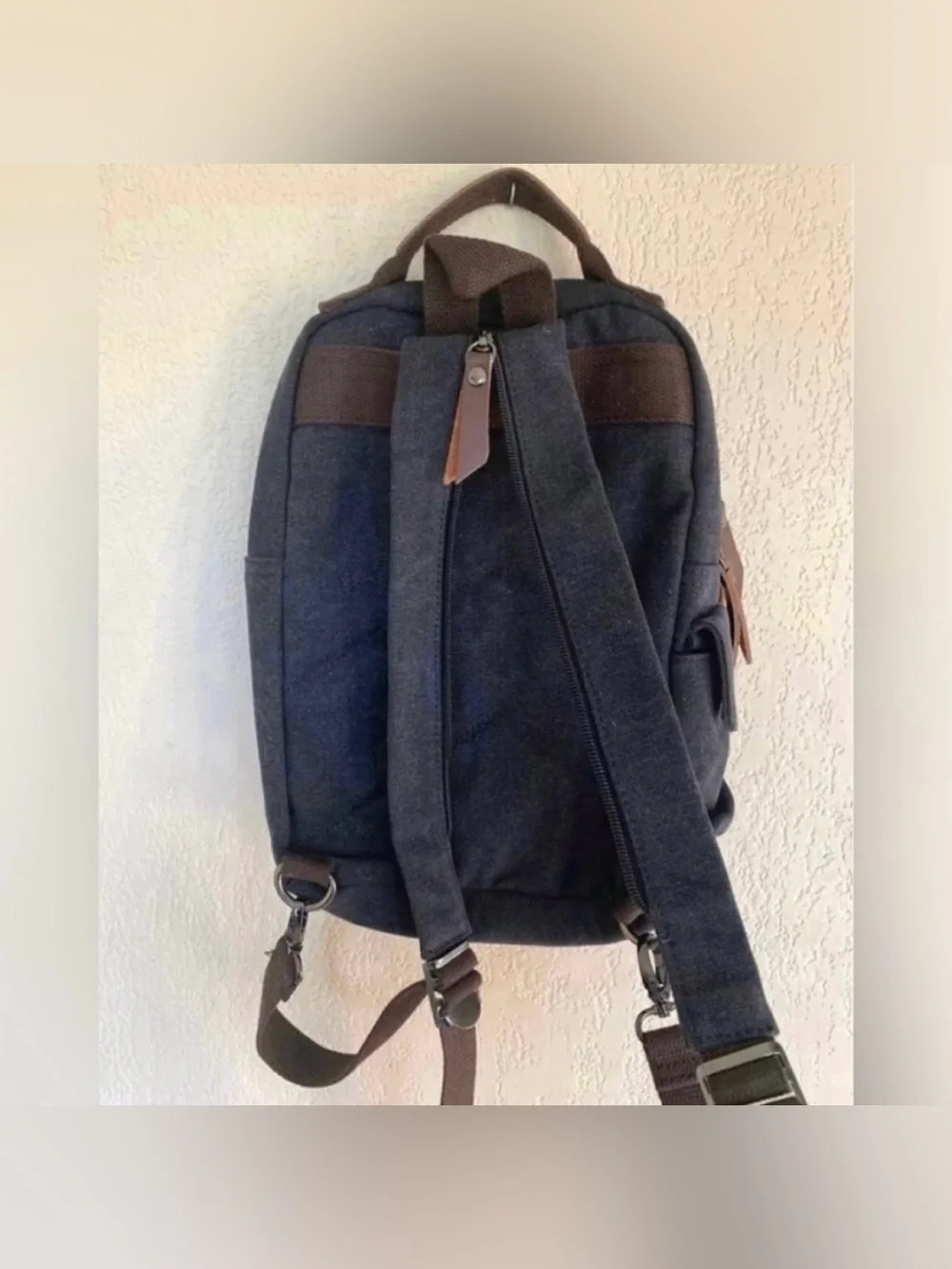 Palm & Peak Boutique Backpack Canvas Utility Style Bag Brown Trim